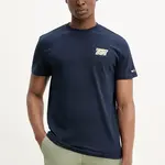 Bavlněné tričko Tommy Jeans tmavomodrá barva, s potiskem, DM0DM21864