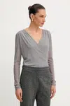 Halenka BOSS dámská, šedá barva, hladká, 50543183