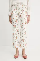 Kalhoty Weekend Max Mara dámské, béžová barva, zvony, high waist, 2515131023600