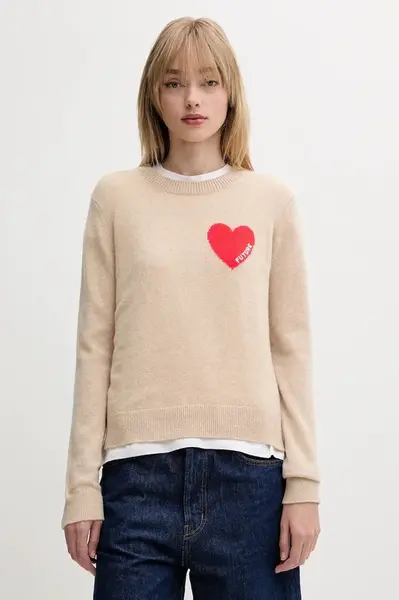 Kašmírový svetr FROM FUTURE dámský, béžová barva, WPR01195