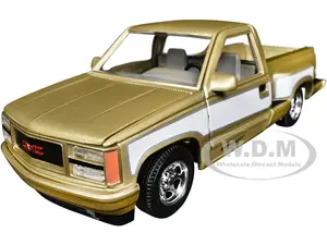 1992 GMC Sierra GT Pickup Truck Gold Metallic with White Sides "American Classics" Series 1/24 Diecast Model Car by Motormax