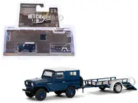 1961 Nissan Patrol Blue with White Top and Utility Trailer "Hitch &amp; Tow Series" 31 1/64 Diecast Model Car by Greenlight