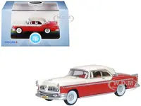 1955 Chrysler New Yorker Deluxe St. Regis Tango Red and Platinum Metallic 1/87 (HO) Scale Diecast Model Car by Oxford Diecast