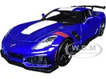 2019 Chevrolet Corvette ZR1 Blue Metallic and White "Timeless Legends" Series 1/24 Diecast Model Car by Motormax
