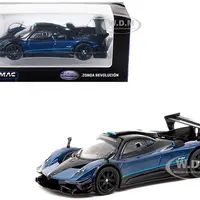 Pagani Zonda Revolucion Blue Metallic and Black with Light Blue Stripes "Global64" Series 1/64 Diecast Model Car by Tarmac Works