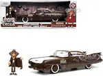 1959 Cadillac Coupe DeVille Brown and White with Graphics and Count Chocula Diecast Figurine "Hollywood Rides" Series 1/24 Diecast Model Car by Jada