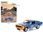1968 Ford Mustang GT Fastback 00 Blue Metallic with Flames Graphics "Hobby Exclusive" Series 1/64 Diecast Model Car by Greenlight