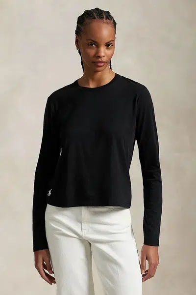 Tričko s dlouhým rukávem Polo Ralph Lauren černá barva, 211967103