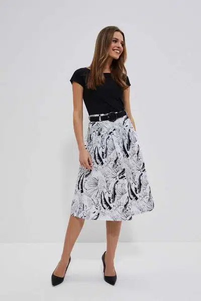Marisse Patterned Cotton Skirt L-Sc-3709 Black_White