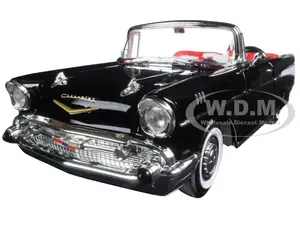 1957 Chevrolet Bel Air Convertible Black 1/18 Diecast Model Car by Road Signature