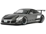 2024 Porsche 911 RWB Abu Silver Metallic with Black Hood 1/18 Model Car by GT Spirit