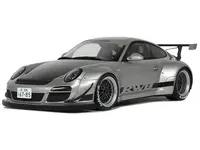 2024 Porsche 911 RWB Abu Silver Metallic with Black Hood 1/18 Model Car by GT Spirit