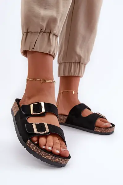 PM1 Dámské pantofle Na korkové podrážce Černe Cortina