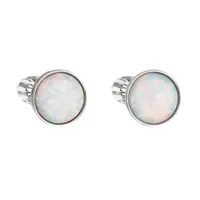 Evolution Group - Pavona Stříbrné náušnice s bílým syntetickým opálem 11001.3 white