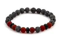 Agato Korálkový náramek z onyxu, lávového kamene a karneolu MINK65 19 cm