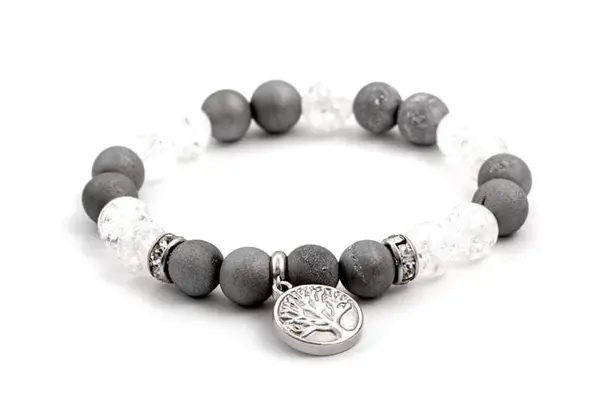 Agato Korálkový náramek z achátu a křišťálu MINK76/17