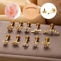 316L Surgical Stainless Steel Micro Pave Clear Cubic Zirconia Labrets