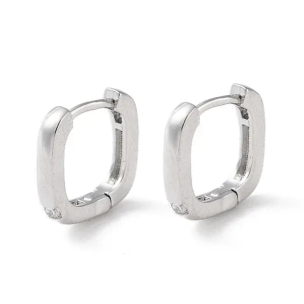 Brass Micro Pave Cubic Zirconia Hoop Earrings
