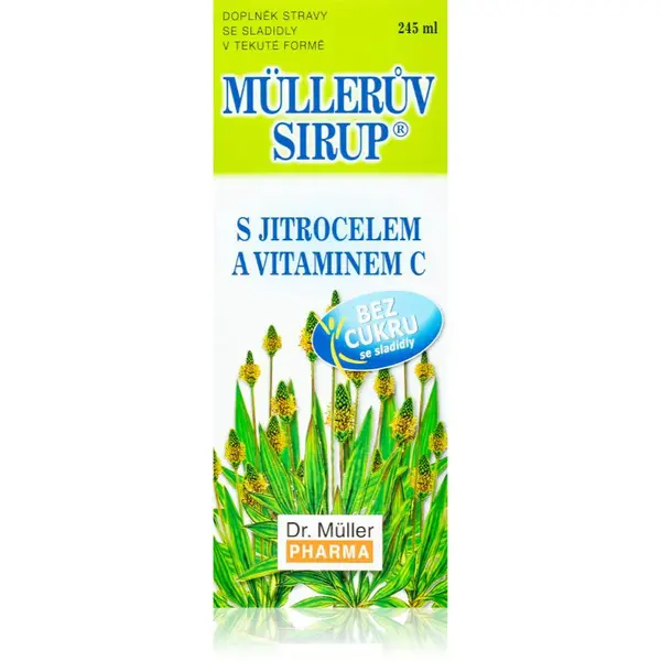 Dr. Müller Müllerův sirup® s jitrocelem a vitaminem C bez cukru sirup pro podporu imunitního systému 245 ml