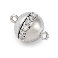 Brass Micro Pave Clear Cubic Zirconia Magnetic Clasps