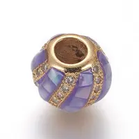 Brass Micro Pave Cubic Zirconia European Beads