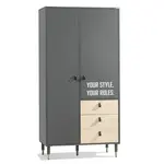 Dvoudveřová šatní skříň magnus - dub sofia/šedá