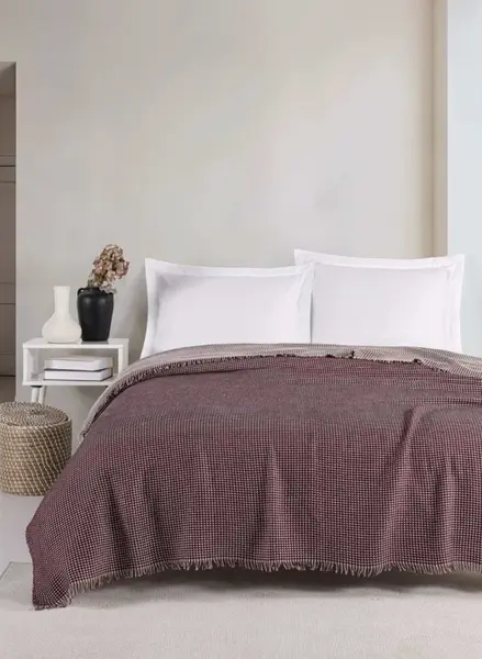 Prikrývka 200x230 waffle - červená, biela