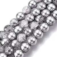 Electroplated Crackle Glass Beads Strands