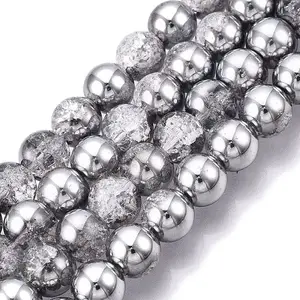 Electroplated Crackle Glass Beads Strands