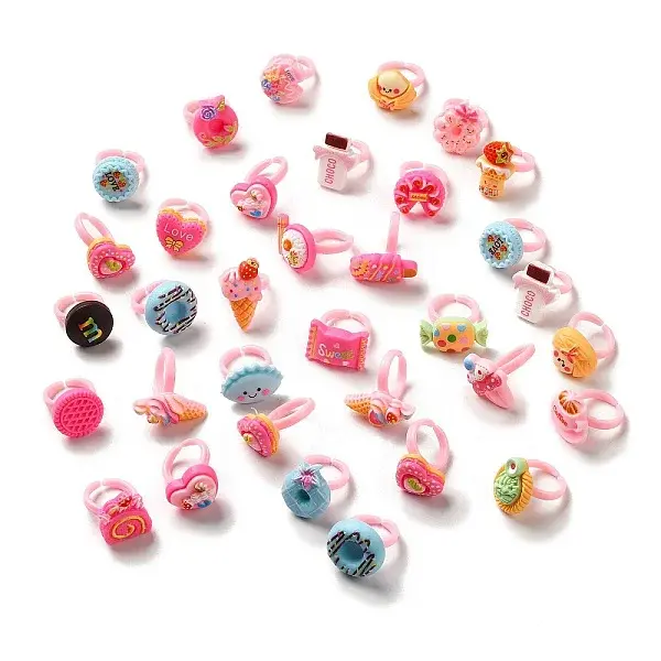 Cartoon Sweetmeats Resin Open Cuff Ring for Kids