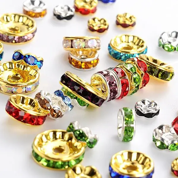 Brass Rhinestone Spacer Beads
