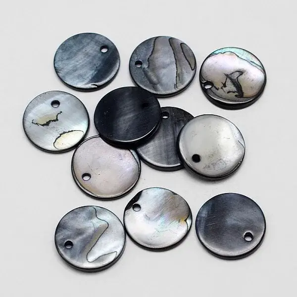 Dyed Natural Flat Round Shell Pendant