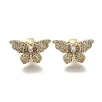 Brass Micro Pave Clear Cubic Zirconia European Beads