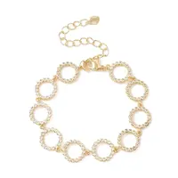 Clear Cubic Zirconia Open Ring Link Chains Bracelet