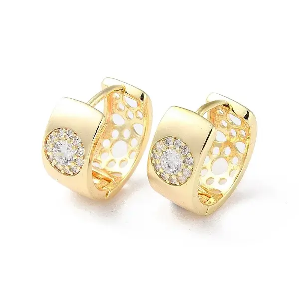 Brass Micro Pave Cubic Zirconia Hoop Earrings