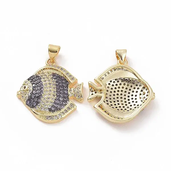Brass Micro Pave Clear Cubic Zirconia Pendants