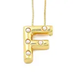 Brass & Plastic Pearl Letter Pendant Box Chain Necklaces for Women