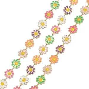 Handmade Golden Brass Enamel Link Chains