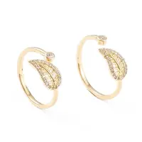 Brass Micro Pave Clear Cubic Zirconia Cuff Rings