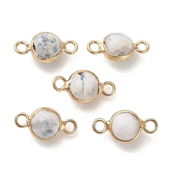 Natural Dyed Natural White Jade Faceted Round Links Connector Charms