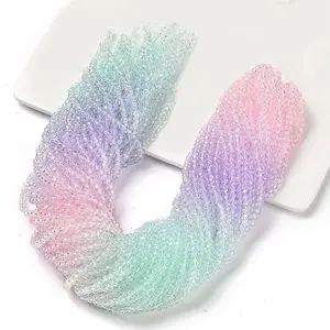 Transparent Painted Glass Beads Strands