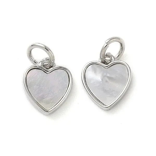 Natural White Shell Heart Charms