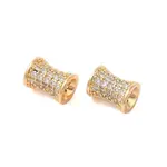 Brass Micro Pave Clear Cubic Zirconia Beads