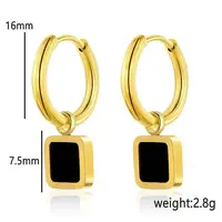Simple and Stylish Pendant Acrylic & Stainless Steel Hoop Earrings for Women's Daily Outfits