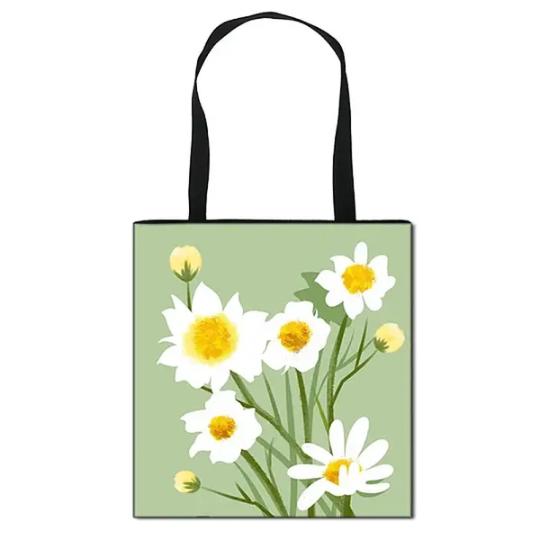 Daisy Flower Printed Polyester Shoulder Bag