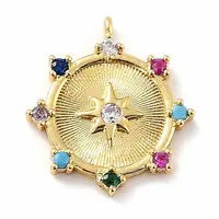 Eco-Friendly Brass Micro Pave Colorful Cubic Zirconia Pendants