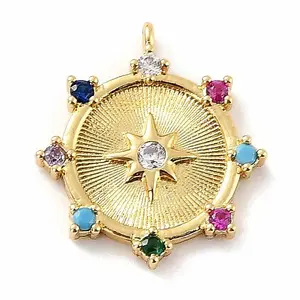 Eco-Friendly Brass Micro Pave Colorful Cubic Zirconia Pendants