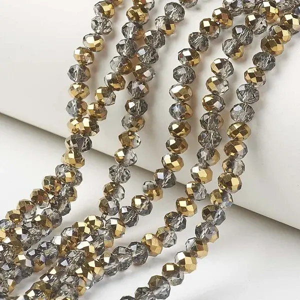 Electroplate Transparent Glass Beads Strands
