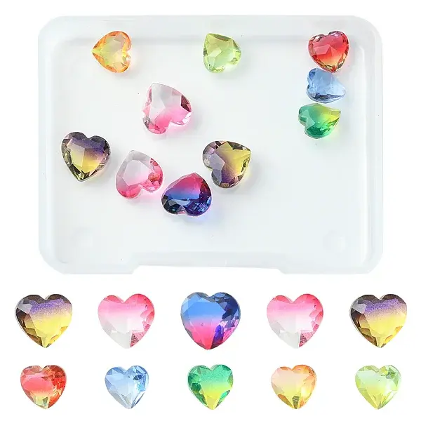 10Pcs 2 Style Faceted K9 Glass Rhinestone Cabochons