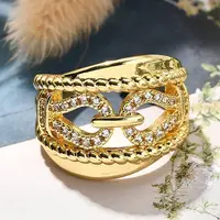 Rack Plating Brass Micro Pave Clear Cubic Zirconia Cuff Finger Rings for Women